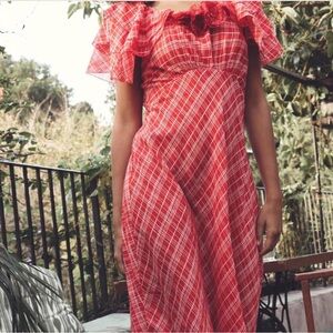 Doen Red Plaid Maxi Dress